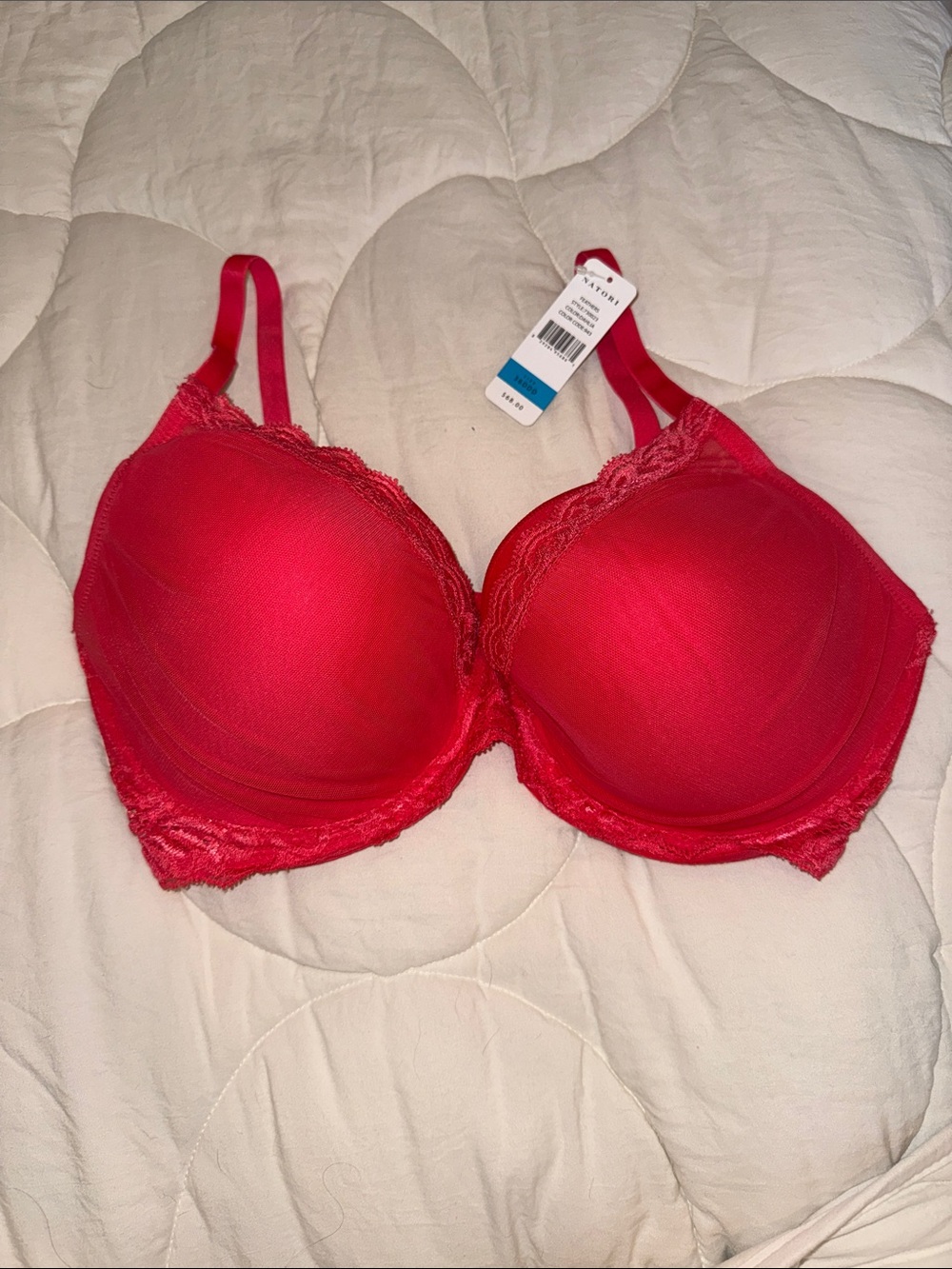 Natori Hot Pink Lace-Trim Bra NWT